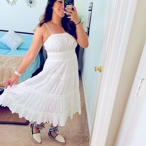Beach Crew white tiered crochet detail sun dress